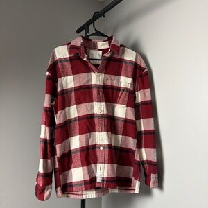 Hollister Red and White Plaid Men's Shirt